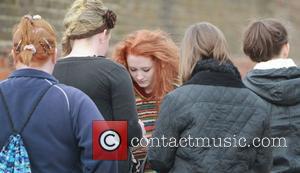 Janet Devlin signs autographs for fans at X Factor rehearsals England - 02.11.11