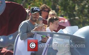 David Beckham, Harper Beckham and Brooklyn Beckham ,  Beckham family on a day out to Disneyland. Los Angeles, California...