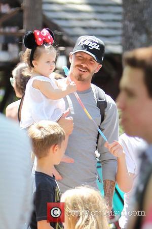 David Beckham, Harper Beckham ,  Beckham family on a day out to Disneyland. Los Angeles, California - 06.06.12