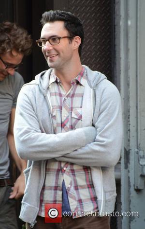 Adam Levine filming on the set of his new movie 'Can A Song Save Your Life?' in Manhattan. Produced by...