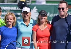 Elisabeth Shue, Martina Navratilova, Chris Evert and Tom Arnold  participate in the Chris Evert / Raymond James Pro- Celebrity...