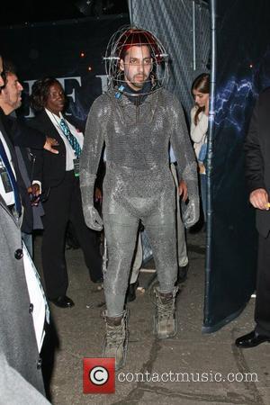 David Blaine dressed in a chain-mail suit ahead of his latest challenge, 'Electrified' which features Blaine attached to a series...