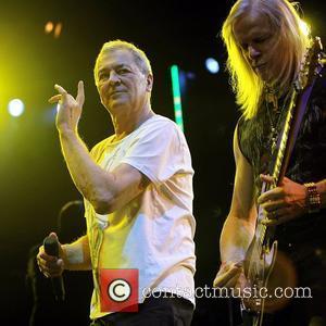 Deep Purple's Ian Gillan(left) and Steve Morse(right) performing on stage at the O2 Arena as part of Deep Purple with...