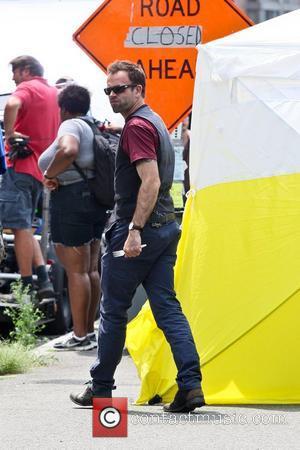 Jonny Lee Miller on the set of his new CBS television series 'Elementary' in Long Island City, Queens. New York...