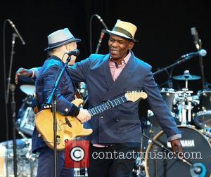 Paul Simon and Ray Phiri,  perform the album 'Graceland' live at Hard Rock Calling in Hyde Park - Day...