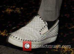 Marvin Humes' studded slip-on shoes  JLS arrive at Key 103 FM Radio Manchester, England - 05.10.12