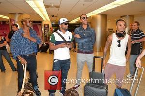 Oritse Williams, Jonathan 'JB' Gill, Marvin Humes and Aston Merrygold JLS arrive at Miami International Airport Miami, Florida - 05.05.12