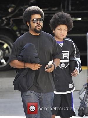 Rapper/actor Ice Cube and son O'Shea Jackson Jr.,  arrive for Game Four of the 2012 Stanley Cup Final between...