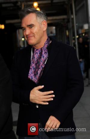 Morrissey Morrissey wears white nail polish at the Ed Sullivan Theater for 'The Late Show with David Letterman'  Featuring:...