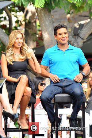 Mario Lopez and Renee Bargh  seen on the set of 'Extra' at the Grove Los Angeles, California - 26.09.12