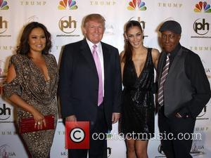 Tia Carrerra, Donald Trump, Dayana Mendoza, Arsenio Hall 2012 Miss USA Pageant at Planet Hollywood Resort and Casino - Red...