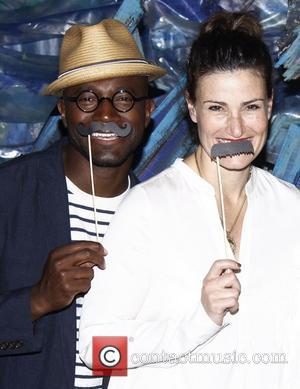 Taye Diggs and Idina Menzel  Celebrities visit the cast of the Broadway play 'Peter and the Starcatcher' at the...