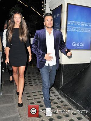Emily MacDonagh and Peter Andre leaving the Piccadilly Theatre after watching the stage production of 'Ghost The Musical' London, England...