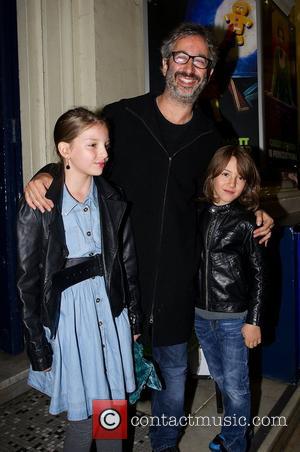David Baddiel arrives with children Dolly Loveday and son Ezra Beckett Shrek the Musical at Theatre Drury Lane - Outside...