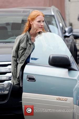 Jessica Chastain on the set of her new movie 'The Disappearance of Eleanor Rigby' in Manhattan New York City, USA...