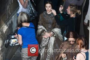 Elizabeth Olsen getting her hair touched up Actors on the set of 'Therese Raquin' filming on location in Budapest Hungary,...