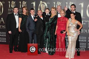 Brendan O'Carroll and cast of Mrs. Brown's Boys - Irish Film and Television Awards 2013 at the Convention Centre Dublin-...