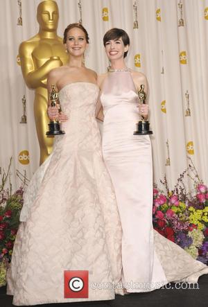 Jennifer Lawrence and Anne Hathaway - The 85th Annual Oscars at Hollywood & Highland Center - Press Room - Los...