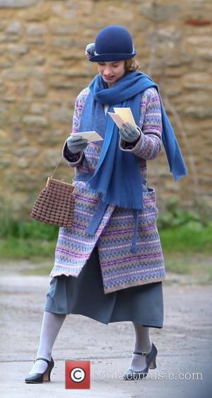 Lily James and Lady Rose MacClare - 'Downton Abbey' filming for the new series in Oxfordshire - Oxfordshire, United Kingdom...