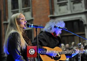 Brian May and Kerry Ellis - Artists perform at St. Pancras Station to raise awareness for the 'Born Free Foundation'....