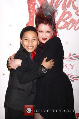 Marquise Neal and Cyndi Lauper - The Broadway opening night after party for 'Kinky Boots' at the Marriott Marquis Hotel...