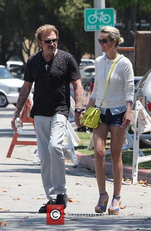 Johnny Hallyday and his wife Laeticia visit a flea market in Studio City - Los Angeles, California, United States -...