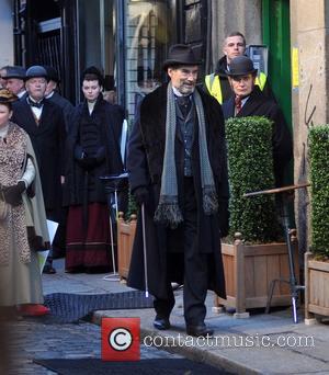 Timothy Dalton - Timothy Dalton on the set of the TV series 'Penny Dreadful' filming on Dame Lane - Dublin,...