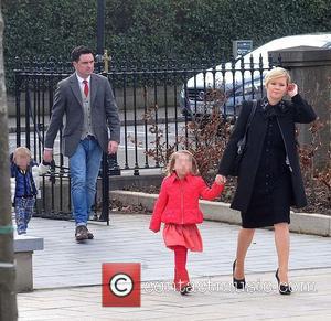 David Keoghan and Cecelia Ahern - The Christening of Nicky Byrne's daughter Gia at Saint Sylvester Roman Catholic Church -...