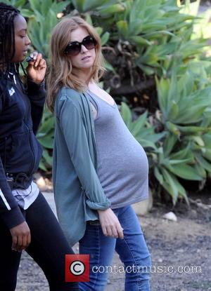 Isla Fisher - Isla Fisher shows off her huge pregnant belly bump while on the set of her new movie...