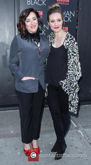 Maria Doyle Kennedy and Evelyn Brochu - 'Orphan Black' premiere at Sunshine Cinema - Arrivals - New York, United States...