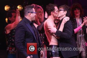 Michael Mayer, Neil Patrick Harris and Stephen Trask - Opening night curtain call for Hedwig and the Angry Inch at...