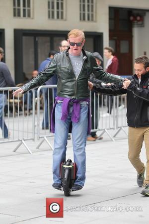 Chris Evans - Alex Jones and Chris Evans seen arriving and filming The One Show outside BBC House. They were...