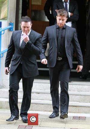 Duncan James, Simon Webbe and Antony Costa - Lee Ryan leaves Ealing Magistrates Court after pleading guilty - London, United...