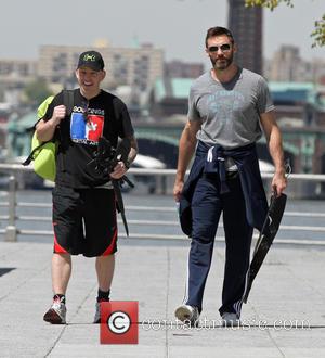 Hugh Jackman - Hugh Jackman working out in the park for his up coming movie 'Pan' in which he plays...