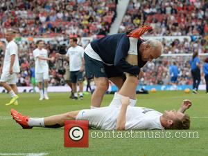 Olly Murs and Peter Reid - UNICEF UK Soccer Aid 2014 held at Old Trafford - Manchester, United Kingdom -...