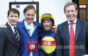 James Blunt, Frankie Dettori and Derrick Thompson - James Blunt appears at Newmarket Racecourse - Newmarket, United Kingdom - Friday...