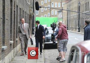 David Thewlis and Tom Hardy - Tom Hardy seen filming in London on the movie set of Legend, about The...