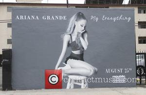 Ariana Grande - A billboard in Hollywood promotes Ariana Grande's...