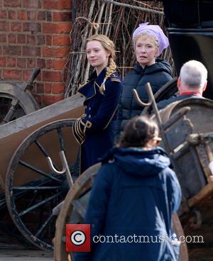 Mia Wasikowska and Lindsay Duncan - 'Through the Looking Glass' being filmed at Gloucester Docks - Gloucester, United Kingdom -...