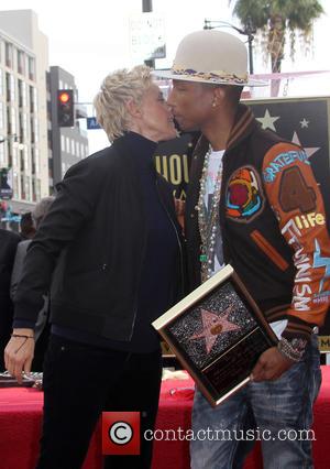 Ellen DeGeneres and Pharrell Williams - Pharrell Williams honored with a star on the Hollywood Walk of Fame at Hollywood...