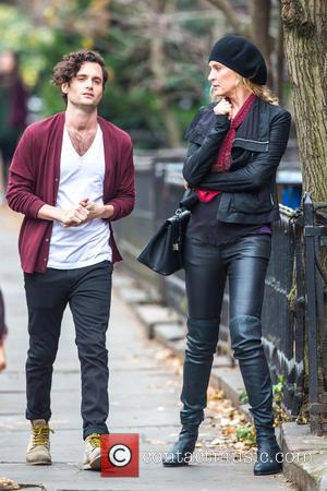 Uma Thurman and Penn Badgley - Uma Thurman and Penn Badgley on set in Brooklyn for the new NBC tv...