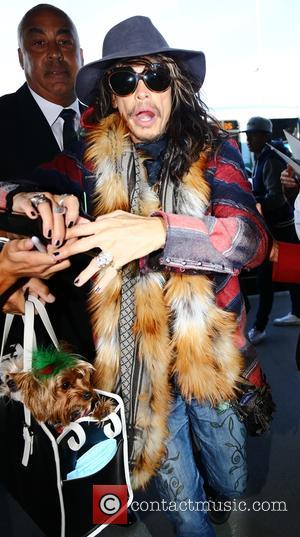 Front man from the American rock band Aerosmith Steven Tyler was photographed as he arrived at LAX airport to catch...