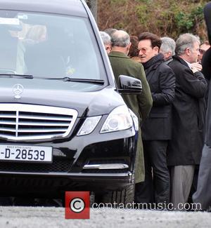 Bono - The Funeral of Rev.Jack Heaslip at St.Mary's Church Howth. Rev.Heaslip was U2's chaplin and travelled around the world...