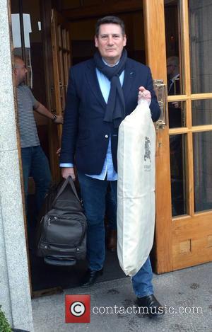 Tony Hadley - Members of 80s new wave band Spandau Ballet seen leaving The Clarence Hotel to perform the first...