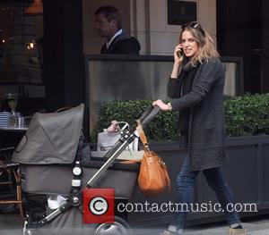 Amy Huberman - Actress Amy Huberman spotted leaving Balfes Restaurant pushing her baby,Billy O'Driscoll.Amy was having lunch with her brother...