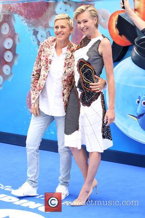 Ellen DeGeneres who voices Dory at the European premiere of 'Finding Dory' with her wife Portia De Rossi. Whilst visiting...