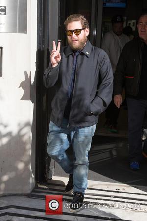 Jonah Hill pictured arriving at the Radio 2 studio at BBC Western House - London, United Kingdom - Friday 12th...