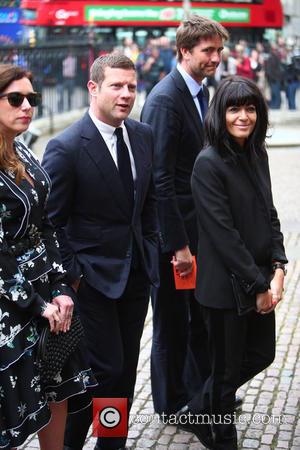 Dermot O'Leary and Claudia Winkleman arrive at the Service of Thanksgiving for Sir Terry Wogan. Friends, Family and colleagues gather...