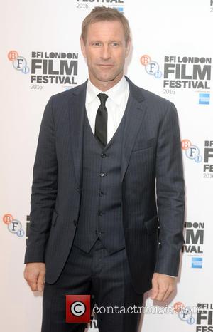 Aaron Eckhart seen alone and with Miles Teller at the BFI London Film Festival premiere of 'Bleed For This', London,...