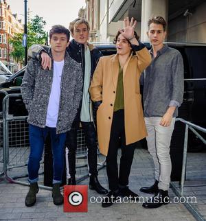 The Vamps (Brad Simpson, James McVey, Connor Ball and Tristan Evans) outside BBC Radio 1 studios at westminster - London,...